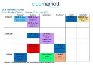 Club Marriott Activites Term 4 Updated